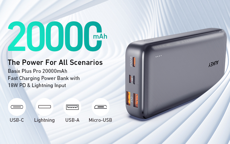 Pin sạc dự phòng Aukey PB-N74S Basix Plus 22.5W PD QC 3.0 20000mAh