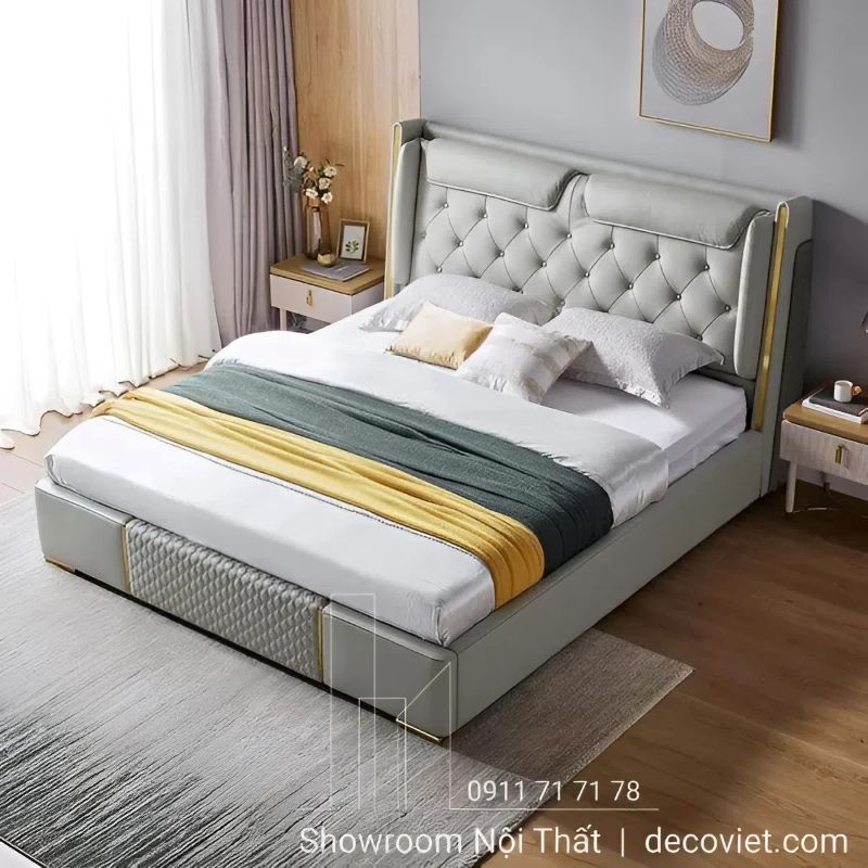 Giường bọc da cao cấp sang trọng, bọc da êm ái