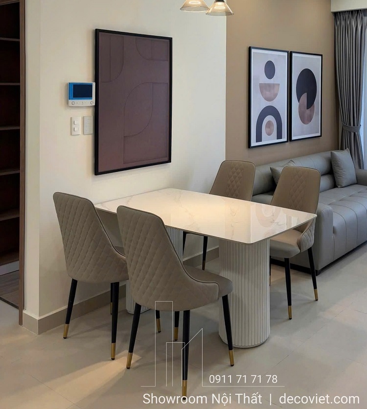 bàn ăn mặt đá dành cho gia đình nhỏ