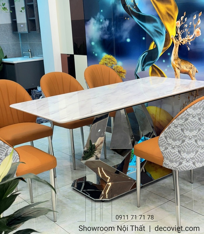bàn ăn 6 ghế mặt đá cao cấp phù hợp mọi không gian