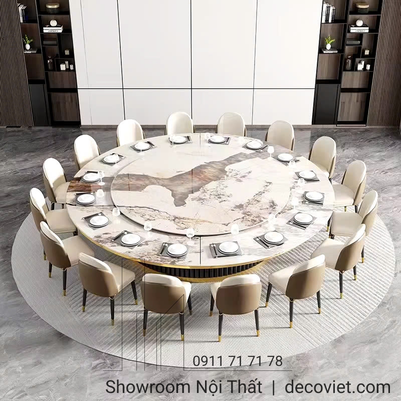bàn ăn mặt đá 16 ghế thiết kế tiện nghi, mặt đá cao cấp