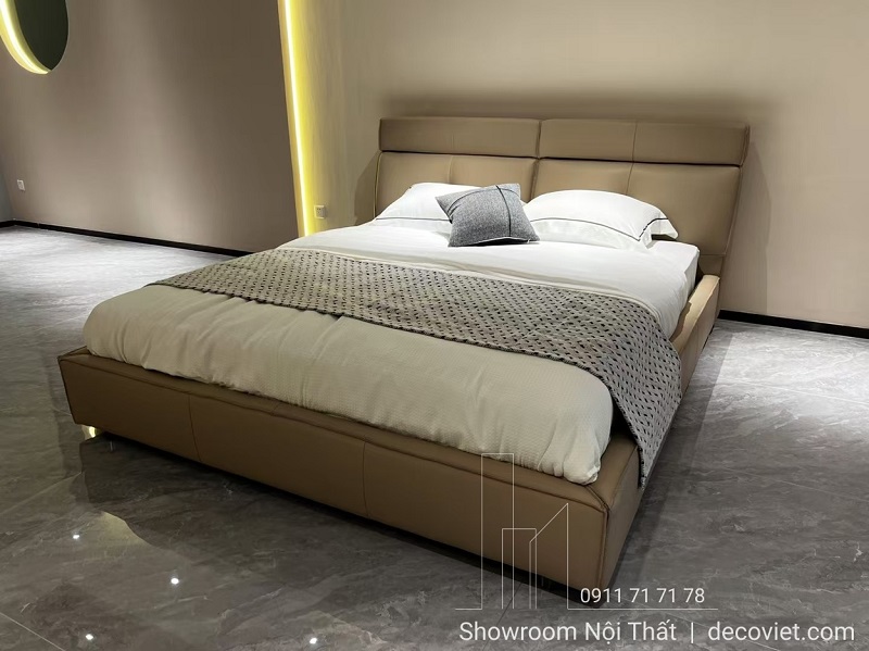 giường ngủ thiết kế bọc da mềm mại
