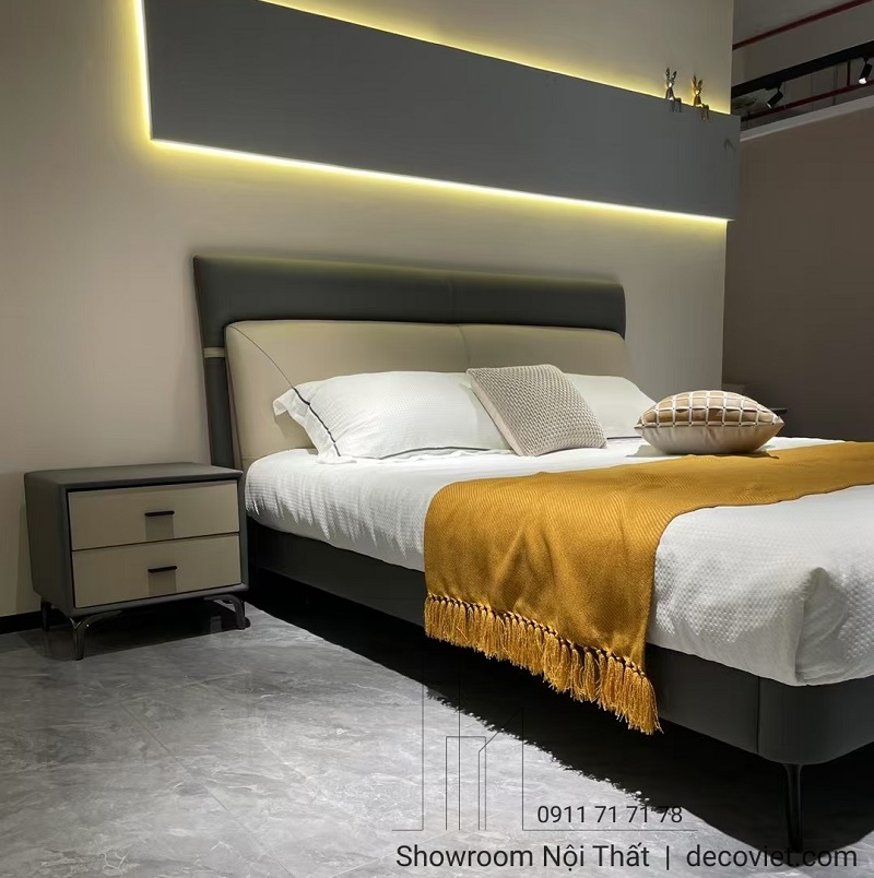 giường bọc da thiết kế hiện đại