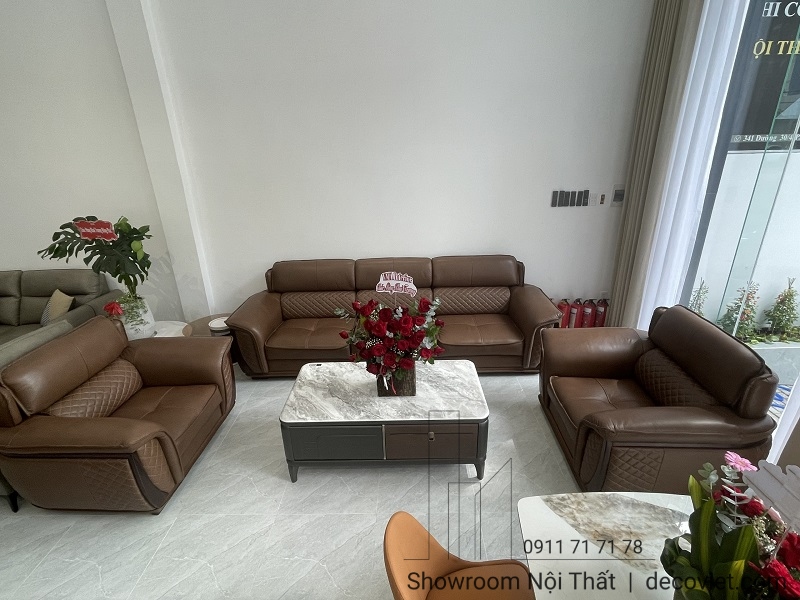 bộ sofa phòng khách bọc da bò cao cấp