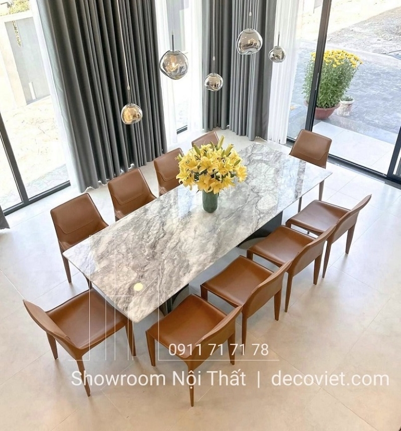 bàn ăn mặt đá 10 ghế giá rẻ