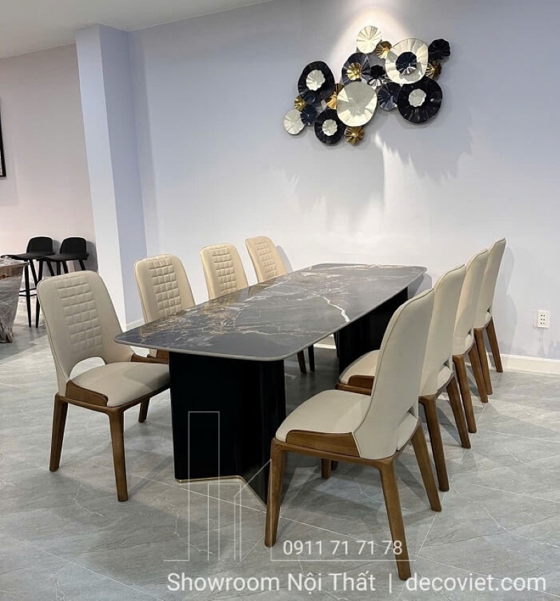 bàn ăn 8 ghế mặt đá phù hợp mọi không gian