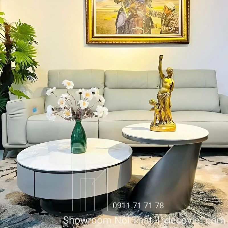 bàn sofa đôi mặt đá ceramic tinh tế, hiện đại