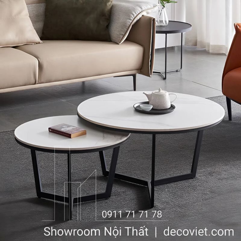 Bàn trà sofa mặt đá tròn bo tròm mềm mại tinh tế