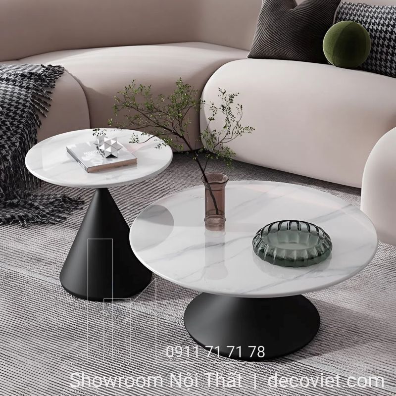 Bàn sofa mặt đá đôi hiện đại