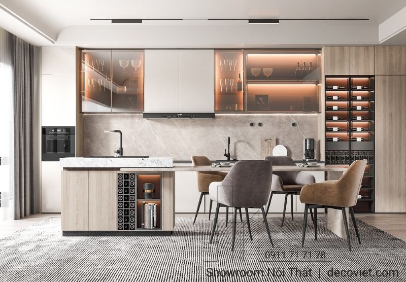 thùng bếp thiết kế nhựa WPB cánh phủ laminate 1 mặt sang hiện đại