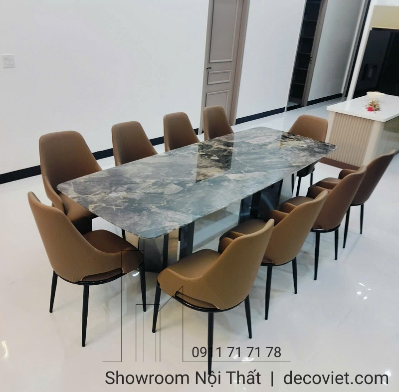 bộ bàn ăn 10 ghế mặt đá