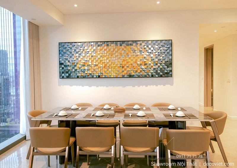 Bàn ăn 10 ghế giá rẻ đẹp bền, tối ưu ngân sách cho gia đình đông người.