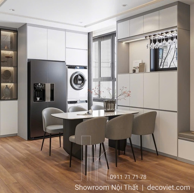 Bàn ăn mặt đá 6 ghế cao cấp hiện đại sang trọng