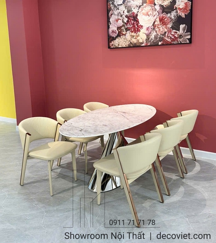 bàn ăn mặt đá 6 người cao cấp