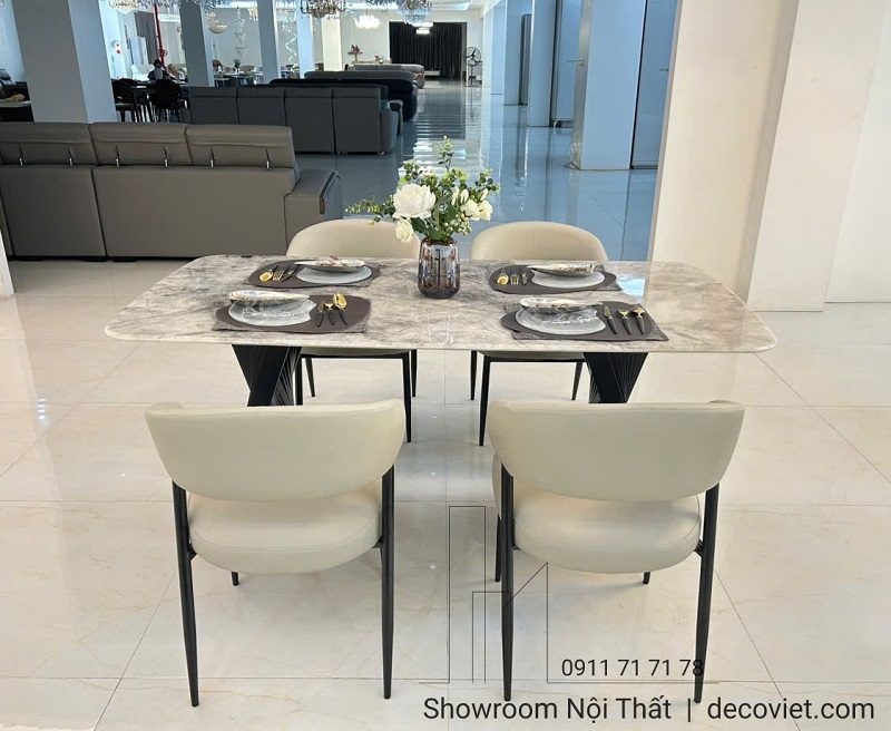 Bàn ăn 6 người mặt đá cao cấp 2723S chống thấm ố, dễ vệ sinh