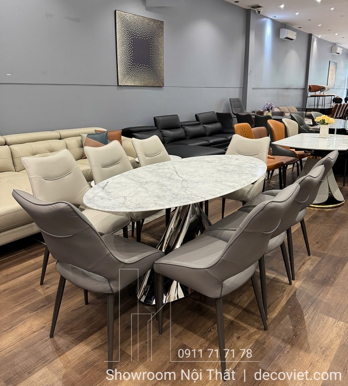 bàn ăn 8 ghế mặt đá cao cấp