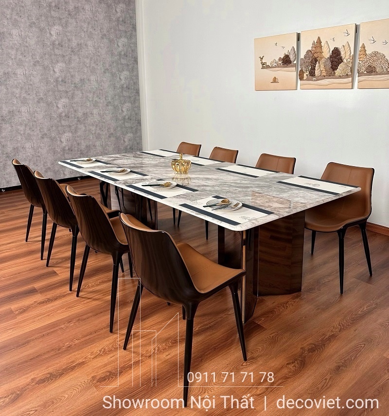 Bộ bàn ăn 8 ghế mặt đá cao cấp