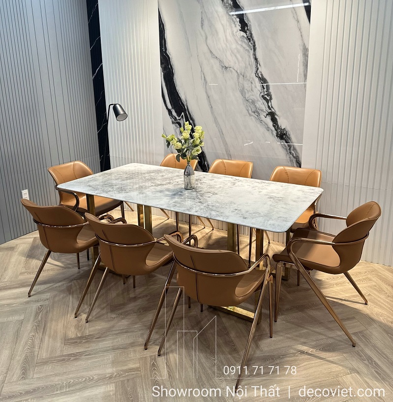 Bộ bàn ăn 8 ghế chân inox hiện đại 2725S cao cấp