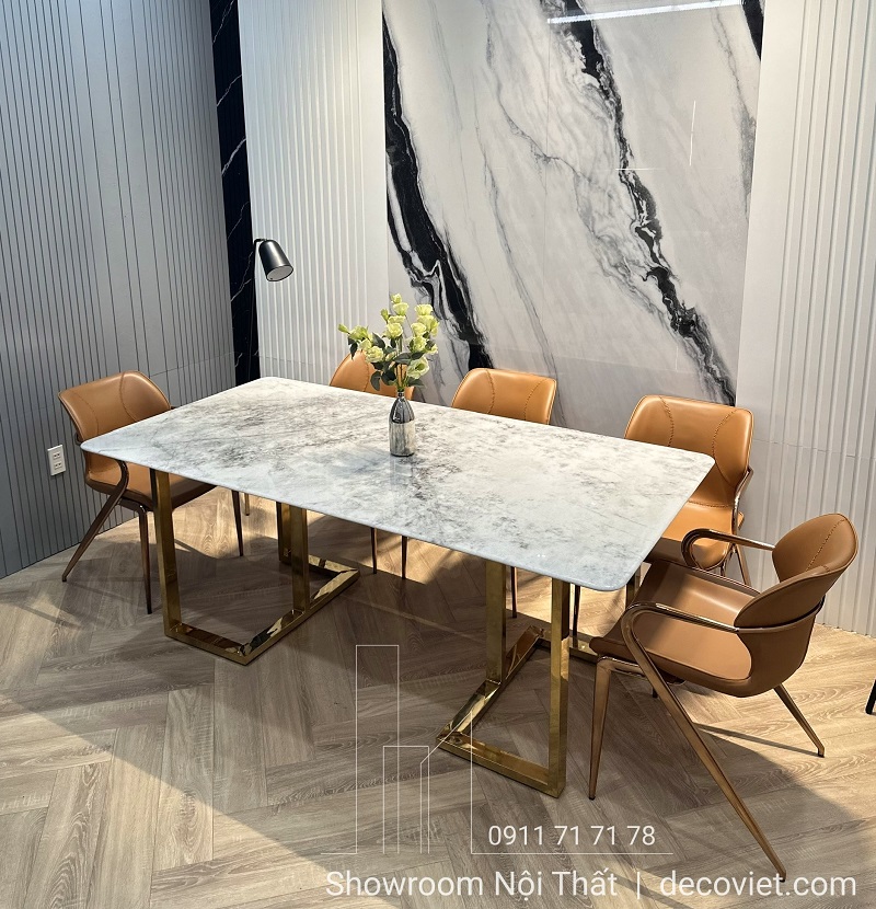 Bàn ăn cao cấp 8 ghế inox 2725S phong cách châu Âu