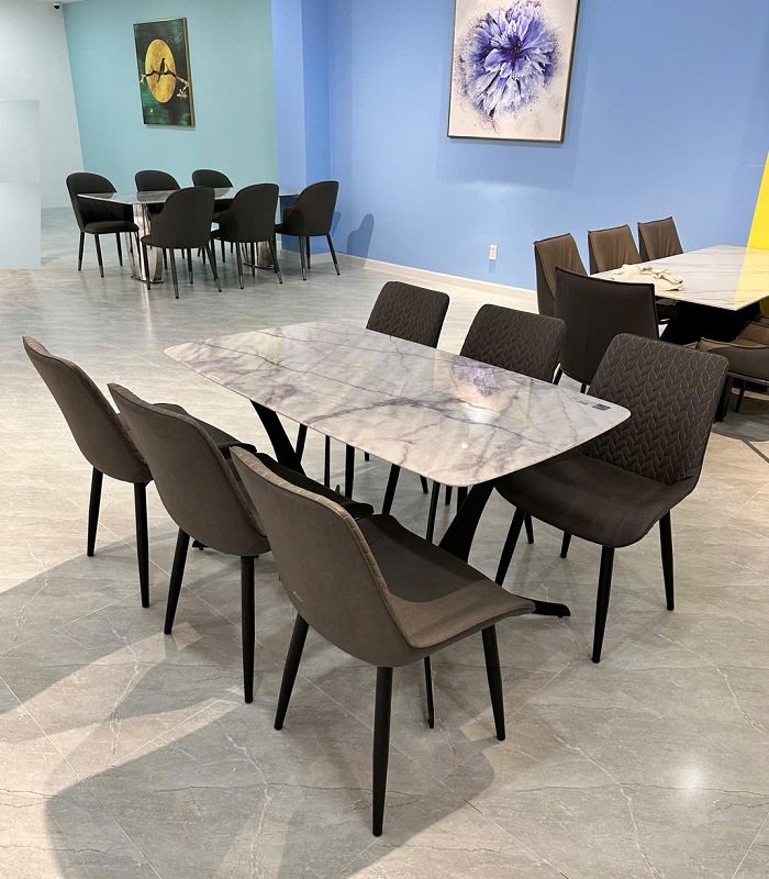 bàn ăn mặt đá 6 người