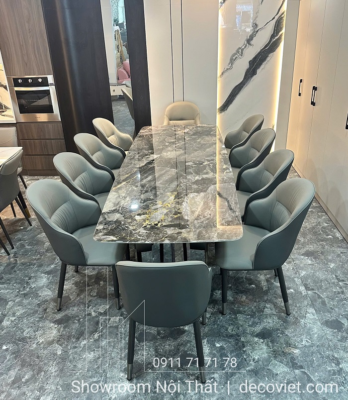 bàn ăn mặt đá 10 ghế cao cấp