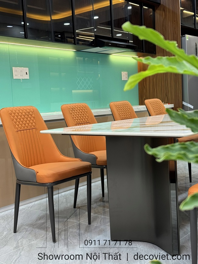 bàn ăn mặt đá chân inox