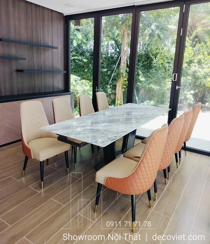 mẫu bàn ăn mặt đá 8 ghế đẹp