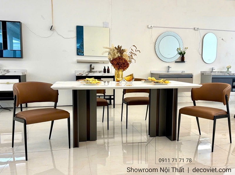 Bộ bàn ăn 8 ghế mặt đá nhập khẩu 2728S hiện đại