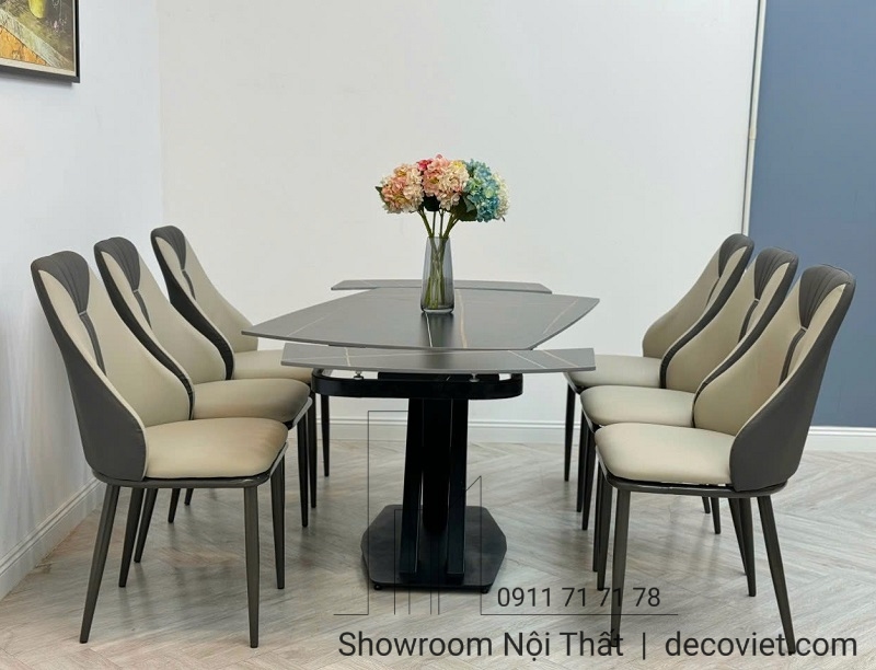bàn ăn 6 ghế mặt đá