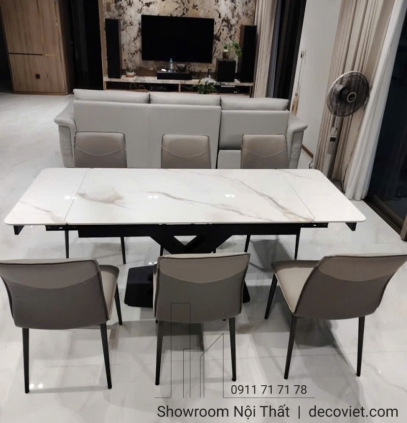 Bàn ăn thông minh mặt đá kéo dài 2m giá rẻ, thiết kế hiện đại