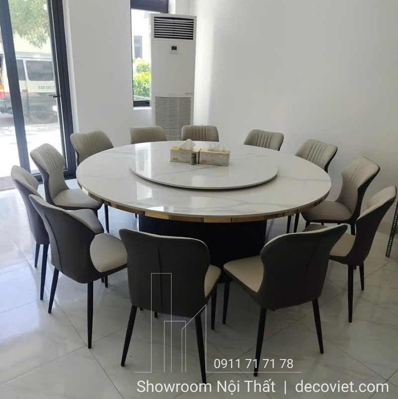 Bàn ăn tròn xoay 12 ghế nhập khẩu tiện nghi