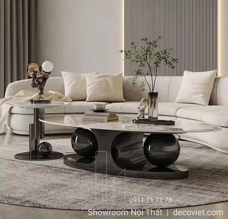 Bàn trà hiện đại 413S chân inox mạ đen vững chắc, bền đẹp