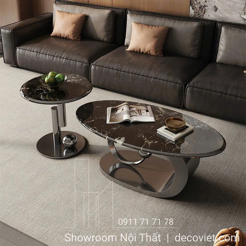 Set bàn trà mặt đá nhập khẩu hiện đại, thiết kế tinh tế