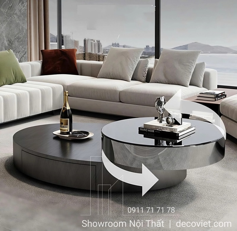 Mẫu bàn trà xoay sang trọng thiết kế thông minh đa năng