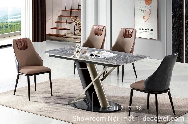 bàn ăn 4 ghế mặt đá nhỏ gọn
