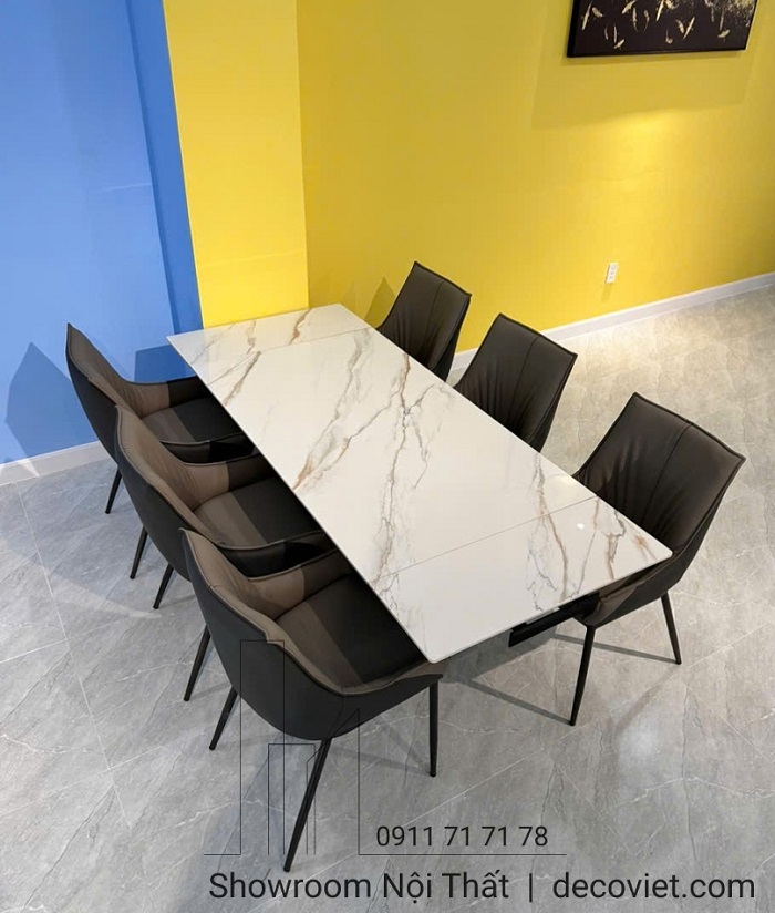 bộ bàn ăn mặt đá 6 ghế