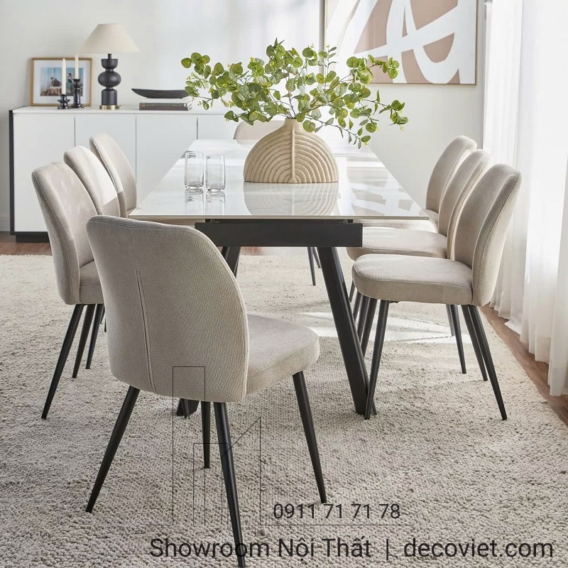 bàn ăn kéo dài mặt đá