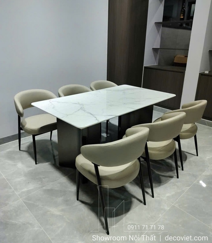 bàn ăn 6 ghế mặt đá hiện đại chuẩn gu mọi nhà