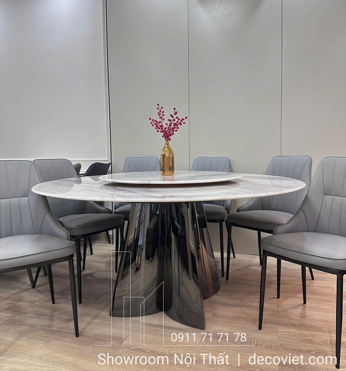 bàn ăn mặt đá 8 người hiện đại