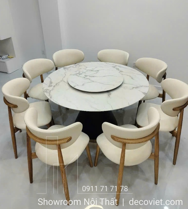 bàn ăn tròn xoay 8 người