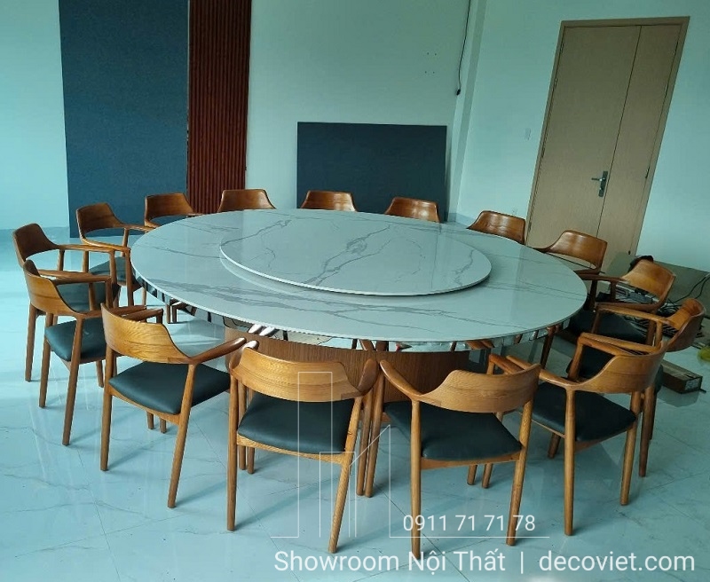 bàn ăn tròn xoay 20 ghế hiện đại