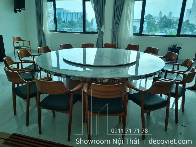 bàn ăn tròn mặt đá cao cấp
