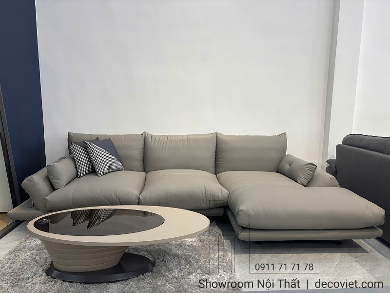 sofa bọc da góc L cho phòng khách