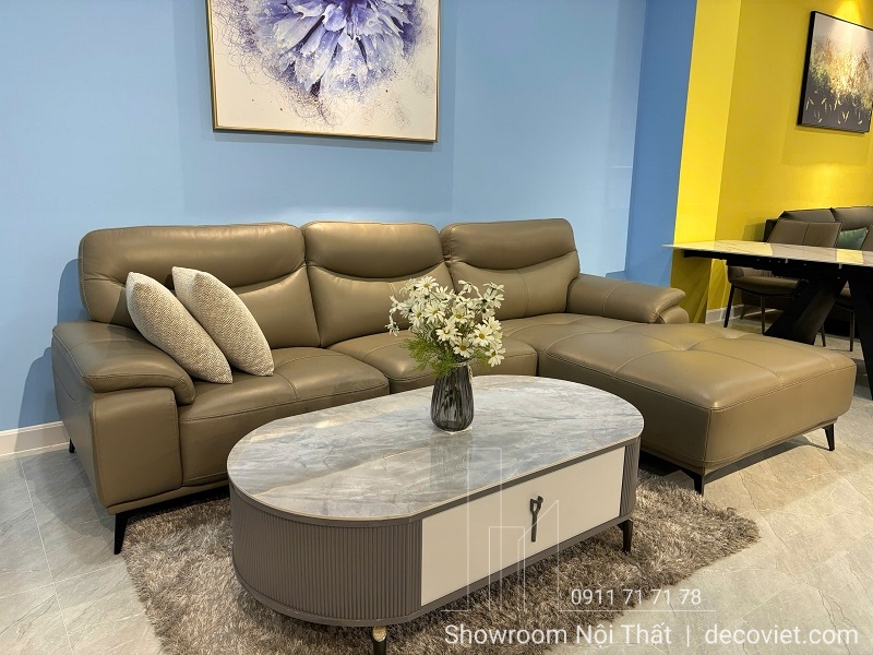 Ghế sofa da bò Ý cao cấp sang trọng cho phòng khách hiện đại