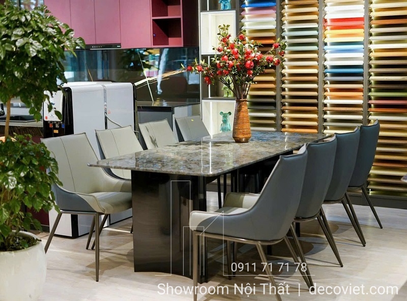 bộ bàn ăn mặt đá 8 người