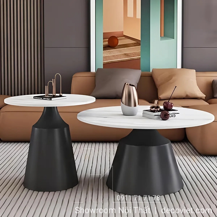 set bàn trà đôi mặt đá
