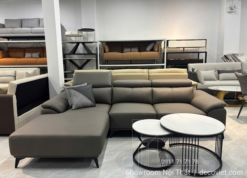 sofa chữ L bọc da thật 100%