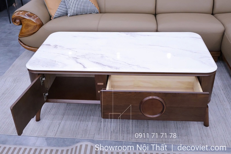 Bàn trà phòng khách cao cấp đồng bộ với sofa gỗ mun