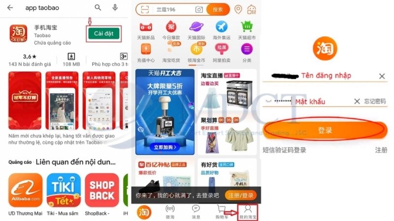 Cách đăng nhập tài khoản Taobao trên điện thoại