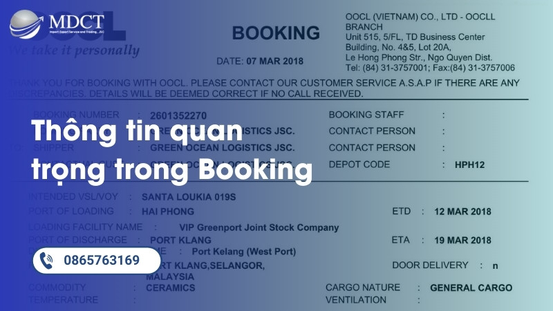 Những thông tin quan trọng có trong Booking